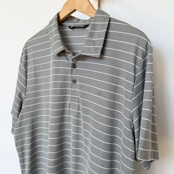Travis Mathew Men's XL Gray Striped Polo Shirt Short Sleeve Casual Golf Summer - Picture 2 of 12